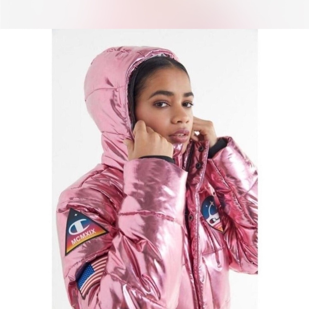 Champion Pink Metallic Puffer Jacket